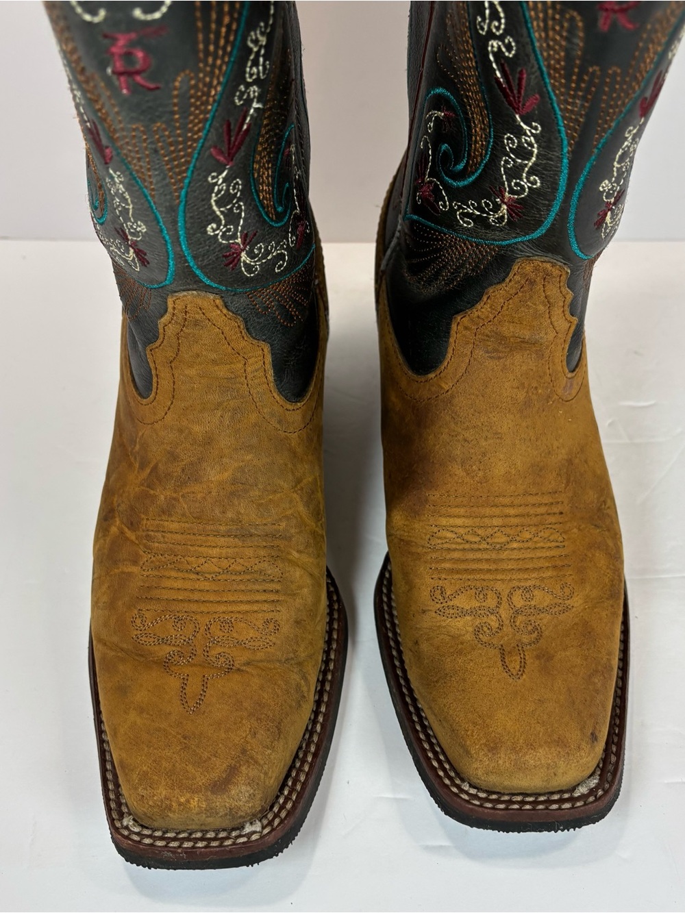 Tony Lama Women’s Embroidered Western Boots Sz 7.5 B Boho Leather Colorful 2025L - Picture 9 of 13